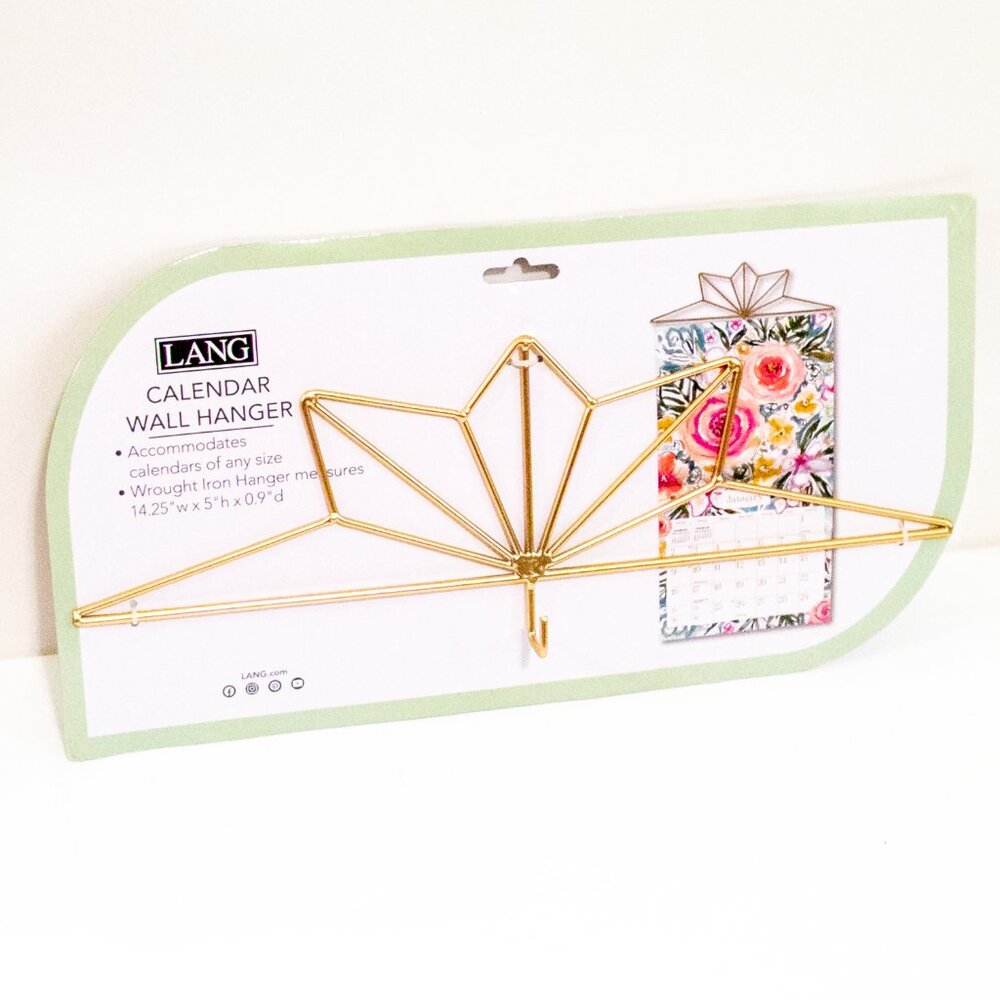 LANG Gold Geo Calendar Wall Hanger Wrought Iron 14"w x 6"h Metal Star Decor NWT